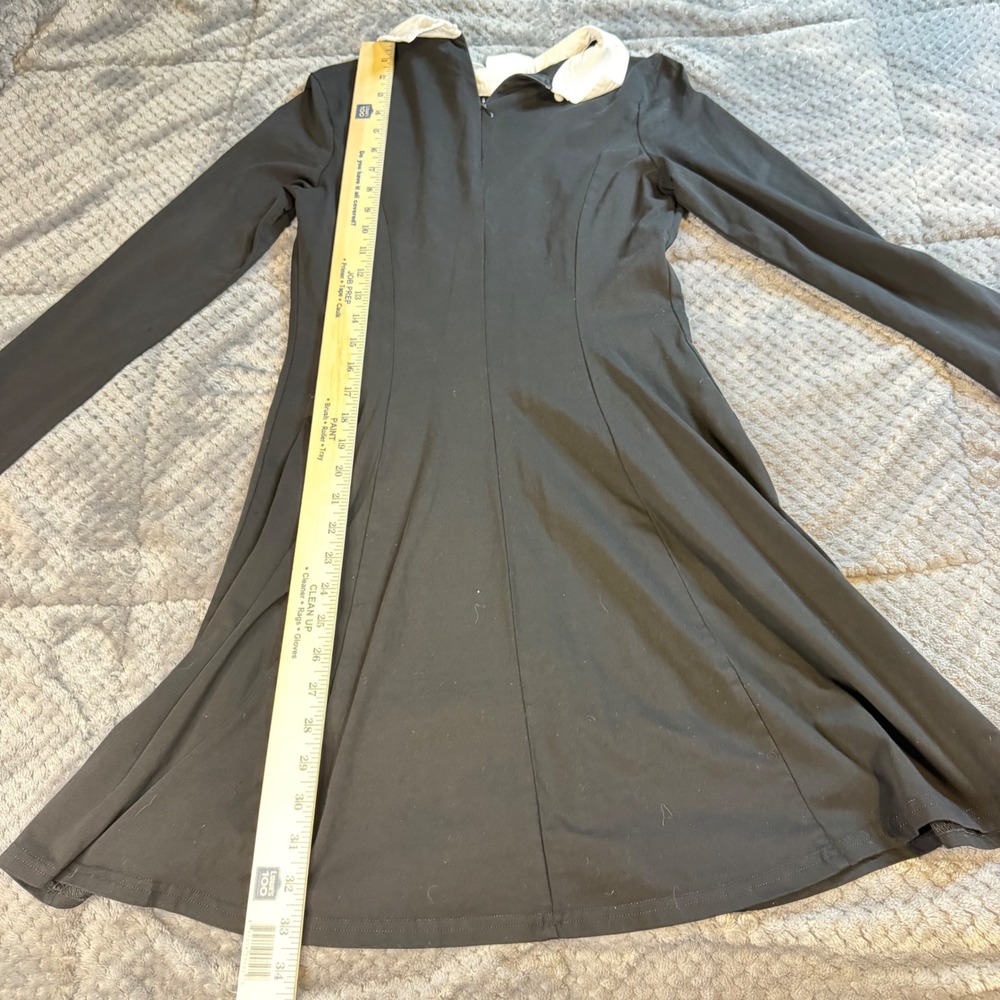 Aphratti Womens Black Peter Pan Collar Dress Long Sleeve Skater Mod Size 8 - Picture 5 of 7